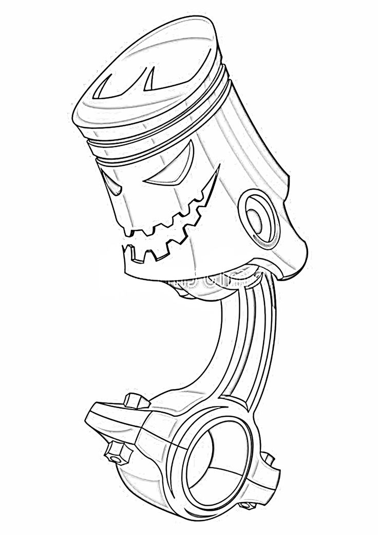 a drawing of an engine cylinder with the crank assembly on it's head and gears