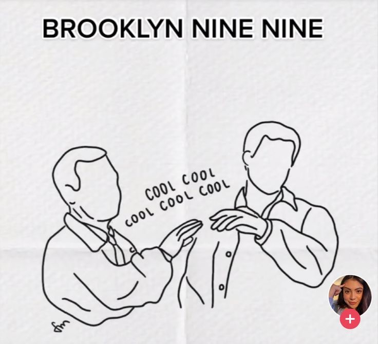 an ad for brooklyn nine nine shows two men in suits and ties, one is pointing at another man's tie