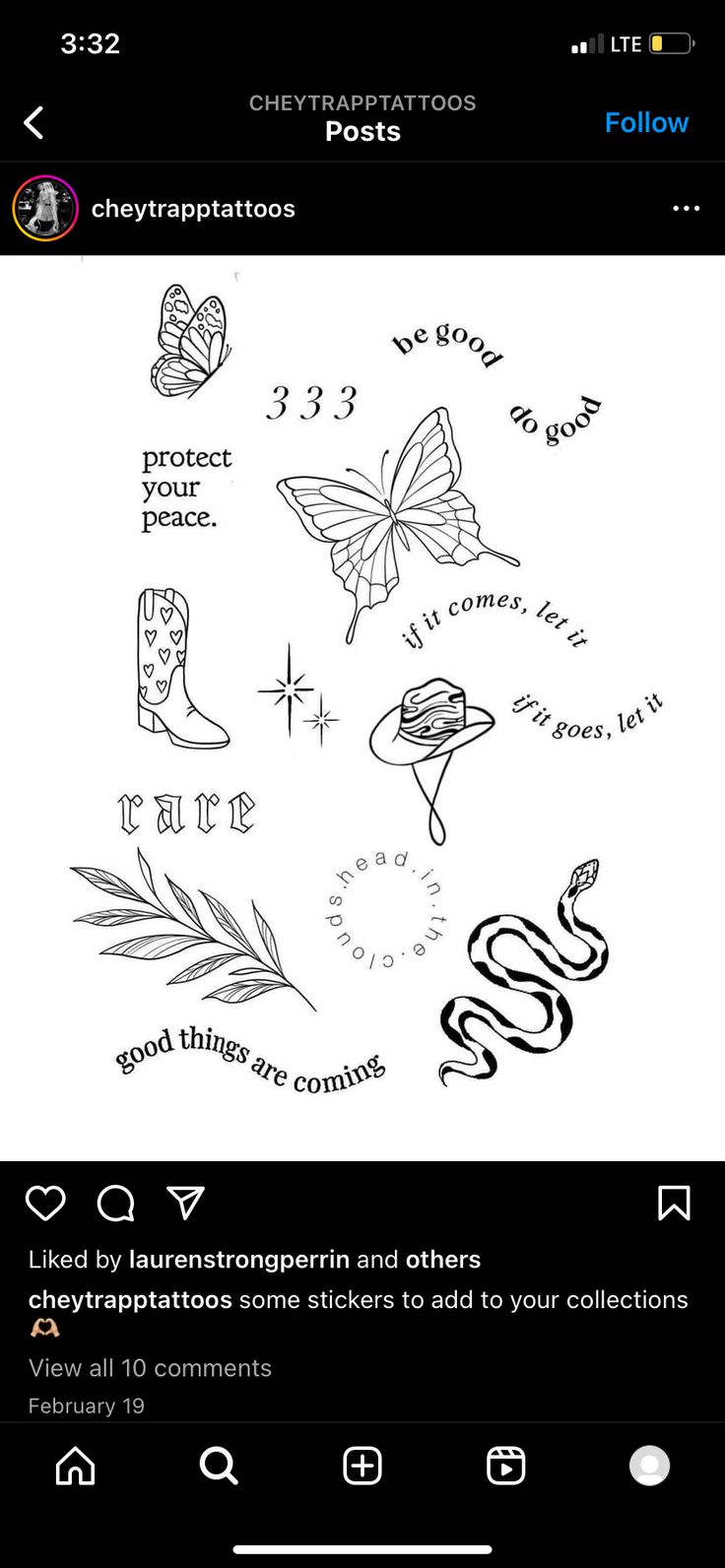 an image of some tattoos on the screen with words and symbols in black and white