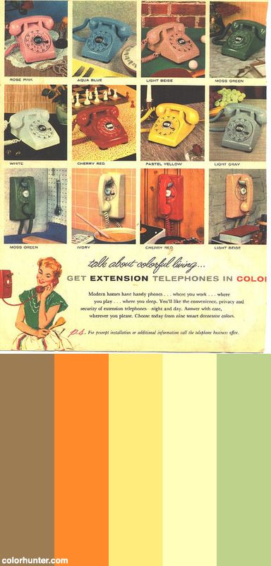 an old advertisement for telephones in color