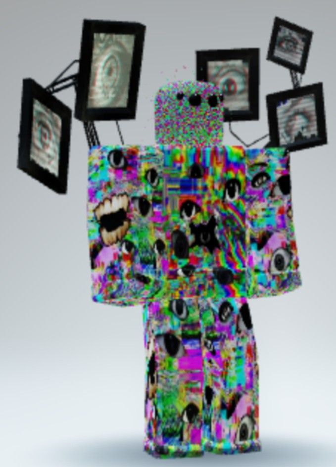 an image of a robot made out of many different pictures and frames on it's head