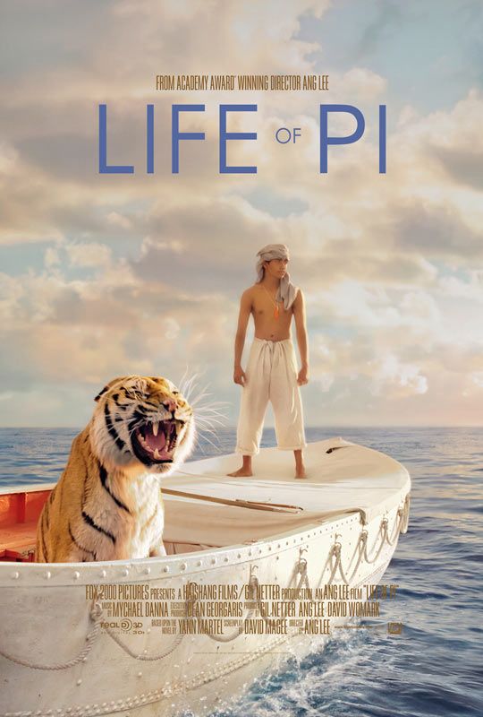 the book cover for life and pi, with an image of a man on a surfboard next to a dog