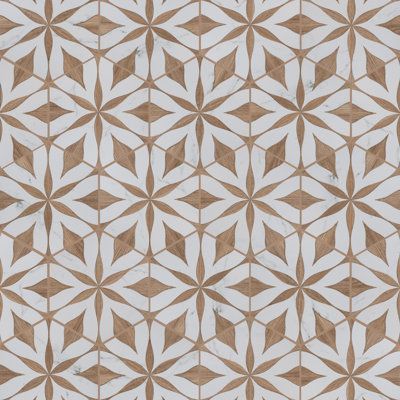 an abstract geometric pattern made up of triangles and circles in brown and white colors on a beige background