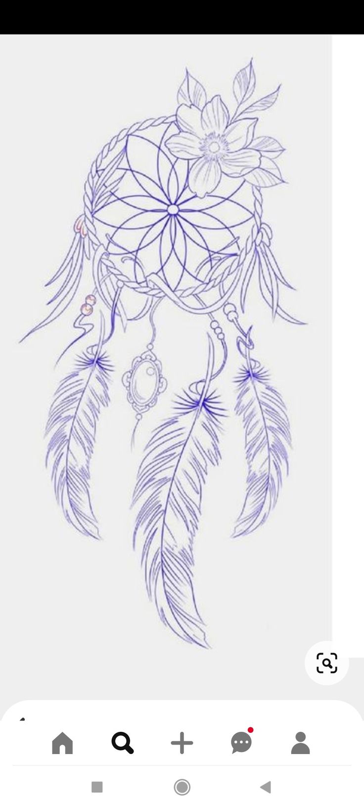 a drawing of a dream catcher with flowers on it