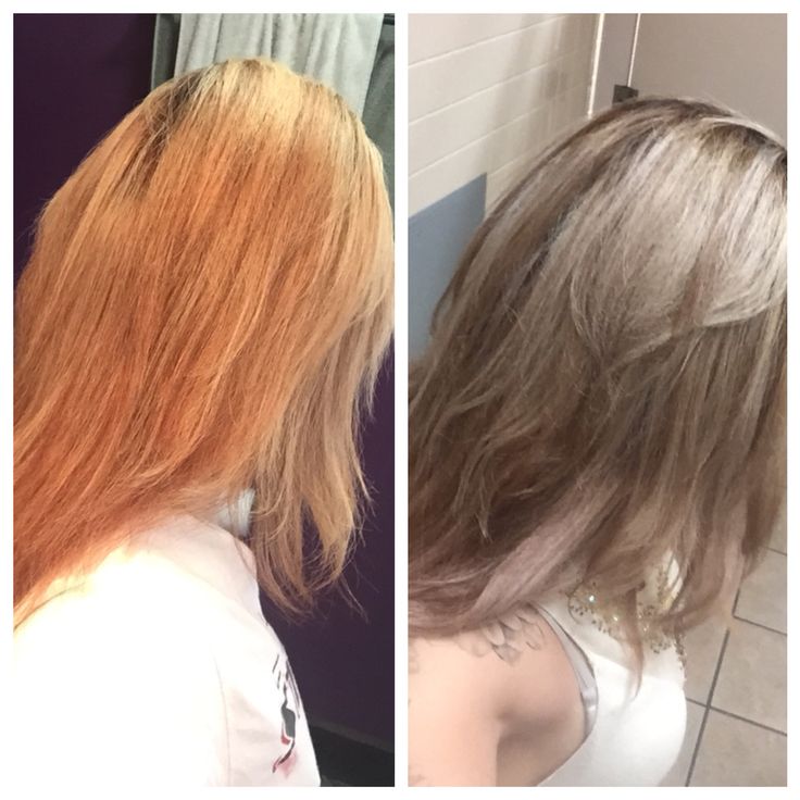 Wella T18 toner. Before and after. Red Hair Toner, Wella Toner Chart, Wella Hair Toner, Toner For Orange Hair, Wella Toner T18, T18 Toner, Wella Color Charm Toner, Wella T18, Toner For Blonde Hair