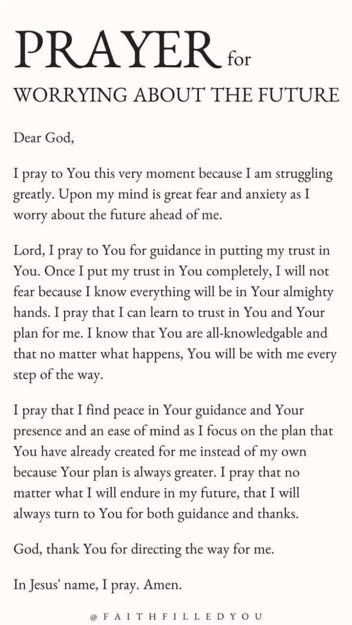 prayer for praying about the future