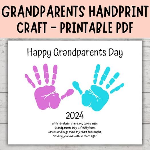 the grandparents handprint craft printable is shown