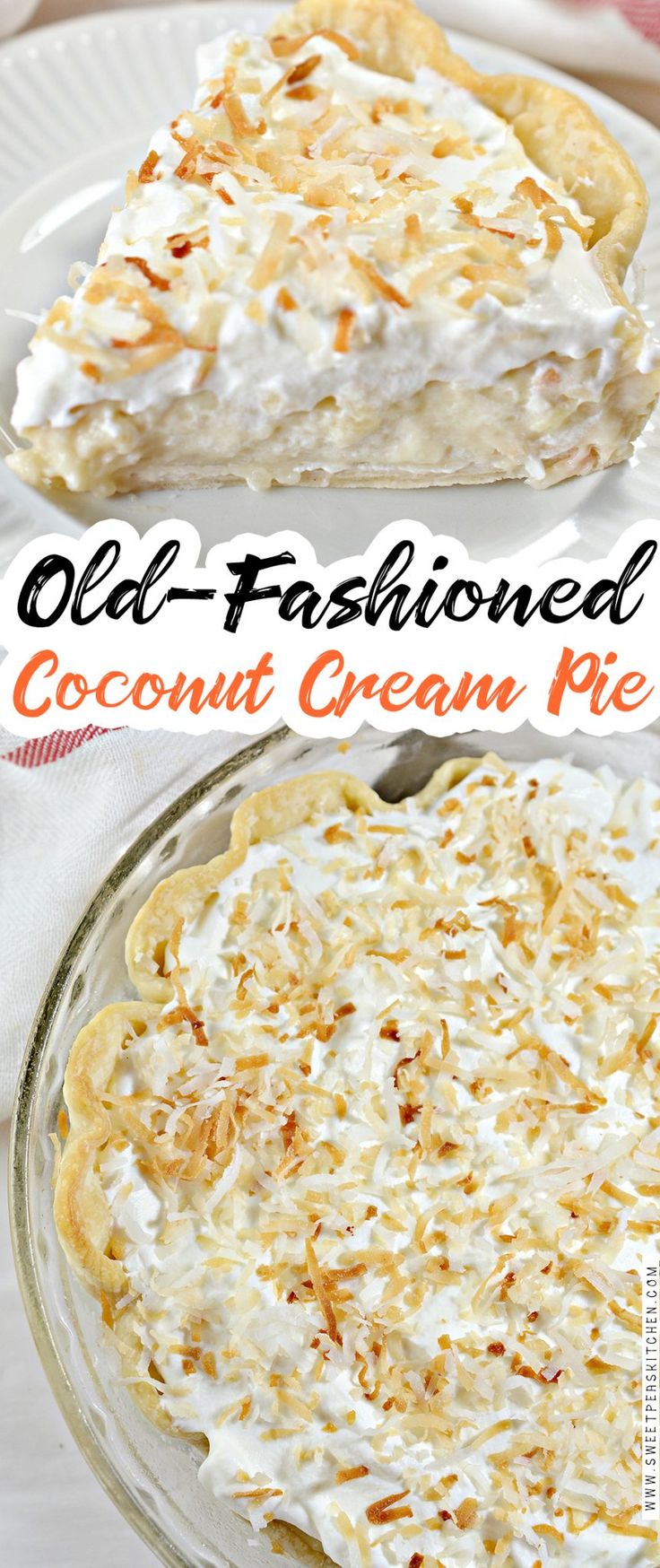 an old fashioned coconut cream pie is shown