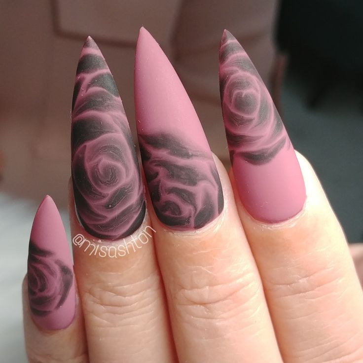 Blooming gel nail art. Rose nails by @misashton Blooming Gel Nail Art Rose, Dark Rose Nails Design, Blooming Gel Rose Nails, Black Rose Nail Art, Blooming Rose Nail Art, Blossom Gel Nail Art Designs, Rose Inspired Nails, Blooming Gel Rose, Fall Blooming Gel Nails