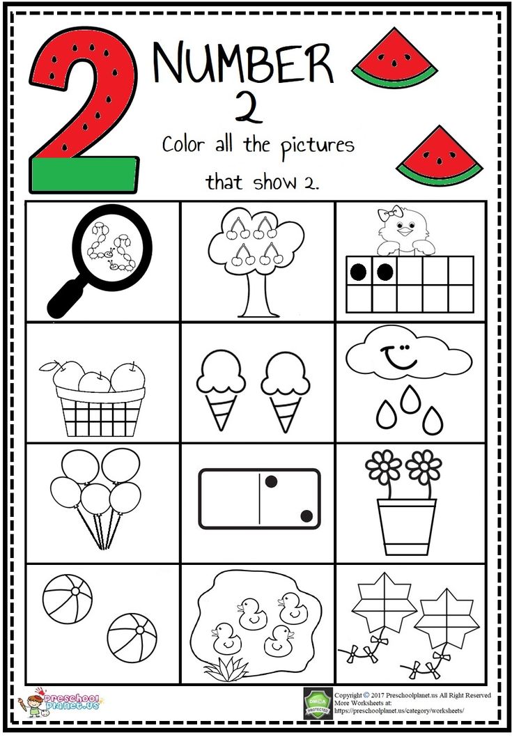 the number two worksheet for preschool to practice numbers 2 and 3 with pictures