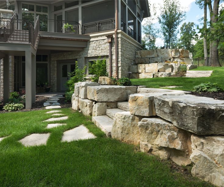 a house with stone steps leading up to it