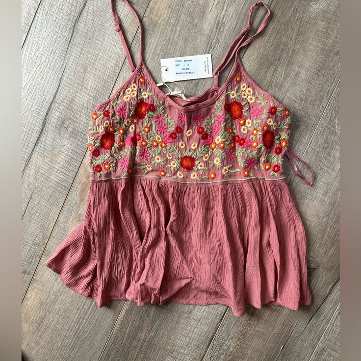 Floral Tank, Mauve/Multi Color, Size Small. New With Tags! Never Worn Floral Embroidered Tank Top For Spring, Spring Floral Embroidery Tank Top, Summer Casual Tank Top With Floral Embroidery, Summer Festival Pink Tank Top, Pink Tank Top For Summer Festivals, Bohemian Spring Tank Top With Floral Embroidery, Bohemian Tank Top With Floral Embroidery For Spring, Bohemian Spring Tank Top For Day Out, Bohemian Tank Top For Spring Day Out