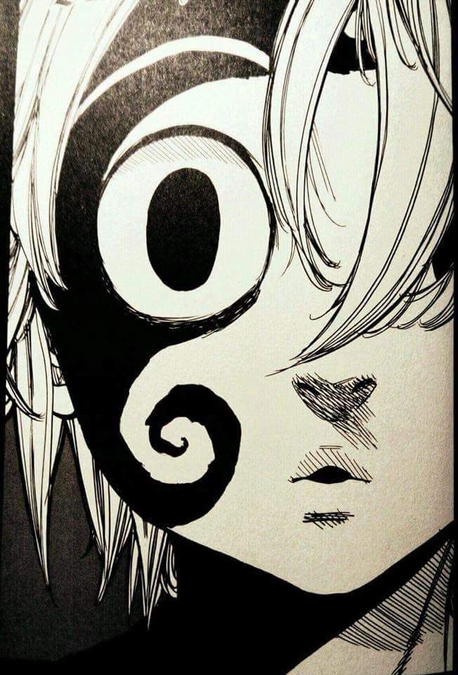 a black and white drawing of a person with an eyeball on their face, looking at the camera