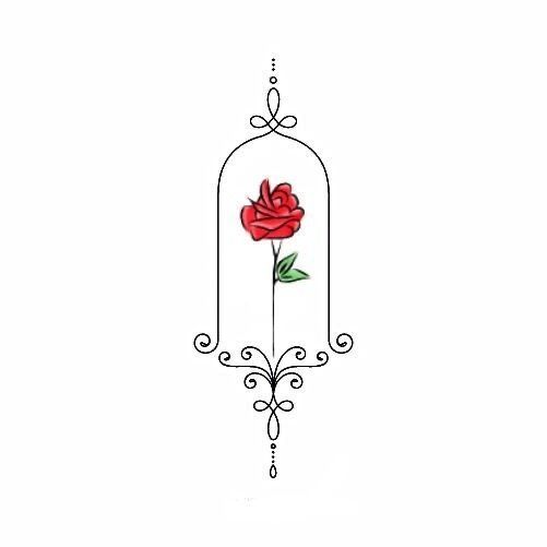 a drawing of a red rose in a cage