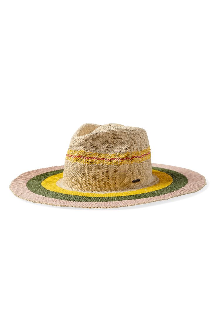 Vibrant stripes and a wide brim make this classic sun hat the perfect choice for sunny-day adventures and trips to the beach. Straw Spot clean Imported Pink Olive, Straw Fedora, Wide Brimmed, Sun Hat, Sun Hats, Sunny Days, Soft Pink, Fedora, Sunnies