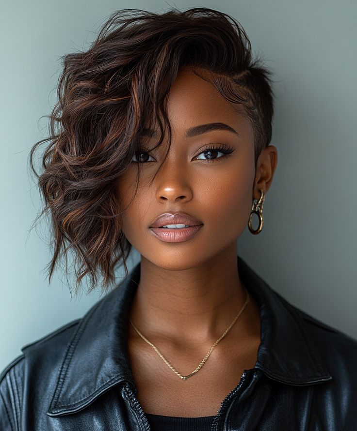 Undercut with Layers Undercut Black Women, Black Women Hairstyles Short, Short Hair Styles For Black Women, Undercut Natural Hair, Cornrow Updo Hairstyles, Hot Hairstyles, Short Pixie Cuts, Black Women Short Hairstyles, Stylish Short Haircuts