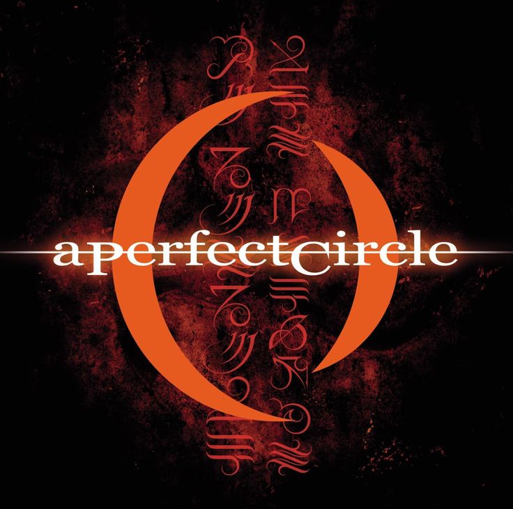 the title for'perfect circle'is shown in red and black letters on a dark background