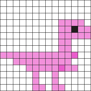 a cross stitch pattern with a pink dog on it's face and black squares in the middle