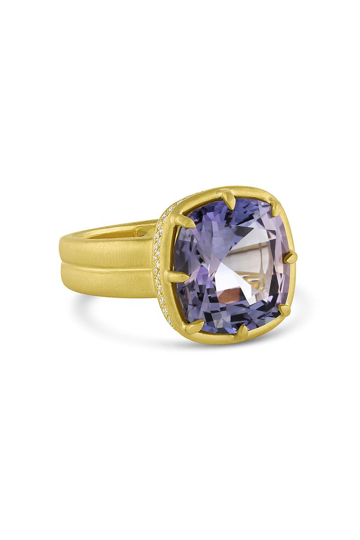 LEIGH MAXWELL-Diamond Tanzanite 8 Prong Ring-YELLOW GOLD Prong Ring, Discount Jewelry, Jewel Box, Fine Jewels, Jewelry Lover, Yellow Gold Rings, Diamond Rings, Fashion Statement, Jewelry Gifts