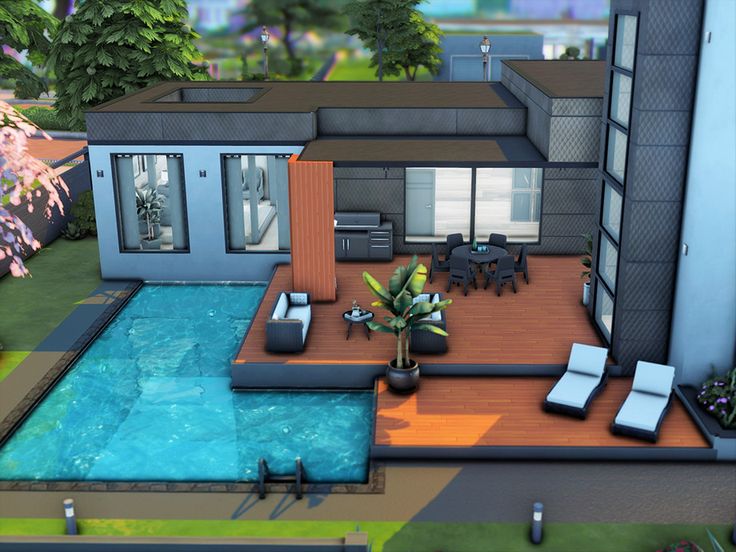 Sims 3 Backyard Ideas, Backyard Sims 4 Ideas, Sims 4 House With Pool, Sims4 Backyard Ideas, Casa No The Sims, Sims Pool Ideas, The Sims 4 Pool Ideas, Sims4 Ps4, The Sims 4 Backyard Ideas