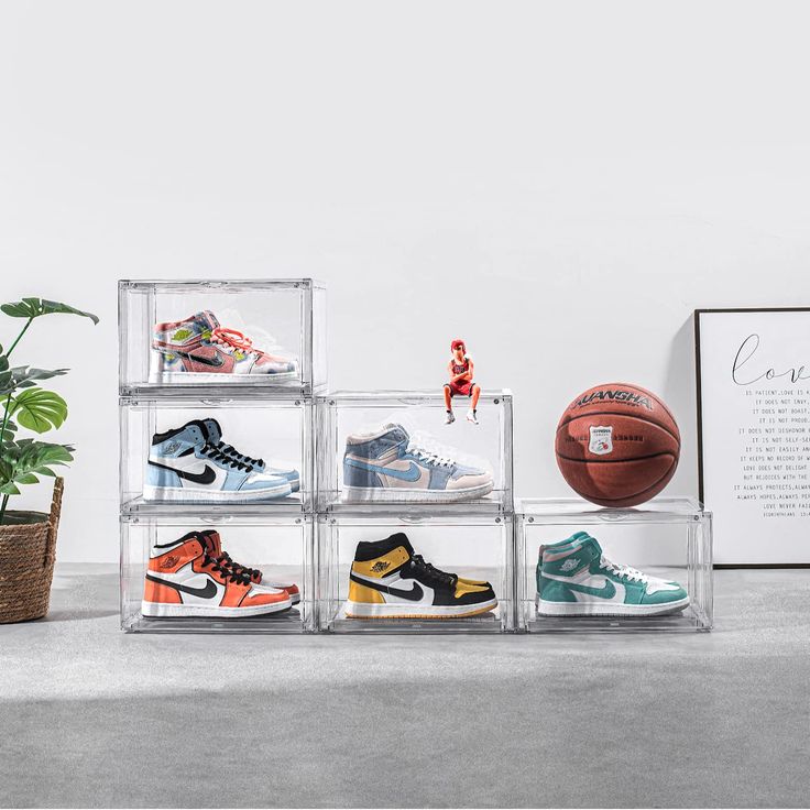 PRICES MAY VARY. ✔ PREMIUM QUALITY- Are you tired of cheap flimsy plastic shoe box that won't last ? California based brand SNEAKERVIEW is born for true sneakerhead. Our 360°clear sneaker storage box is made of premium material that is 25% thicker than others.Each box weigh 4lb on its own. It provides a 360° clear view of your favorite shoes.The dust proof design better protect your collectibles item. ✔ PROFESSIONAL GRADE Shoe Display Case - Our sneaker storage box is made of heavy duty material Clear Shoe Boxes, Shoe Display Case, Shoe Box Organizer, Sneaker Displays, Shoe Box Storage, Hat Organizer, Boot Organization, Sneaker Storage, Plastic Shoe Boxes