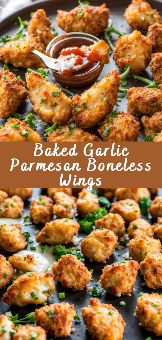 baked garlic parmesan boneless wings with dipping sauce