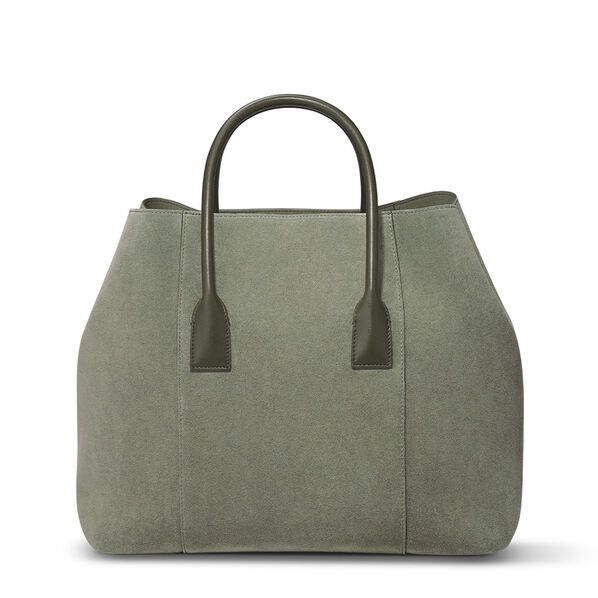 Suede Mini Weekender | AERIN Luxury Travel Box Bag With Handles, Luxury Box Bag With Leather Handles For Errands, Designer Travel Bags With Round Handle, Luxury Top Handle Travel Bag For Errands, Luxury Travel Bag With Top Handle For Errands, Luxury Tote Duffle Bag For Errands, Luxury Shopping Travel Bag With Handles, Luxury Shopping Tote Travel Bag, Luxury Rectangular Duffle Bag For Errands