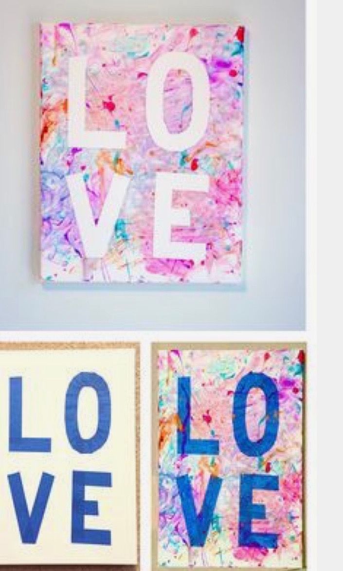 three pictures with the words love on them in different colors and shapes, one is made out of paper