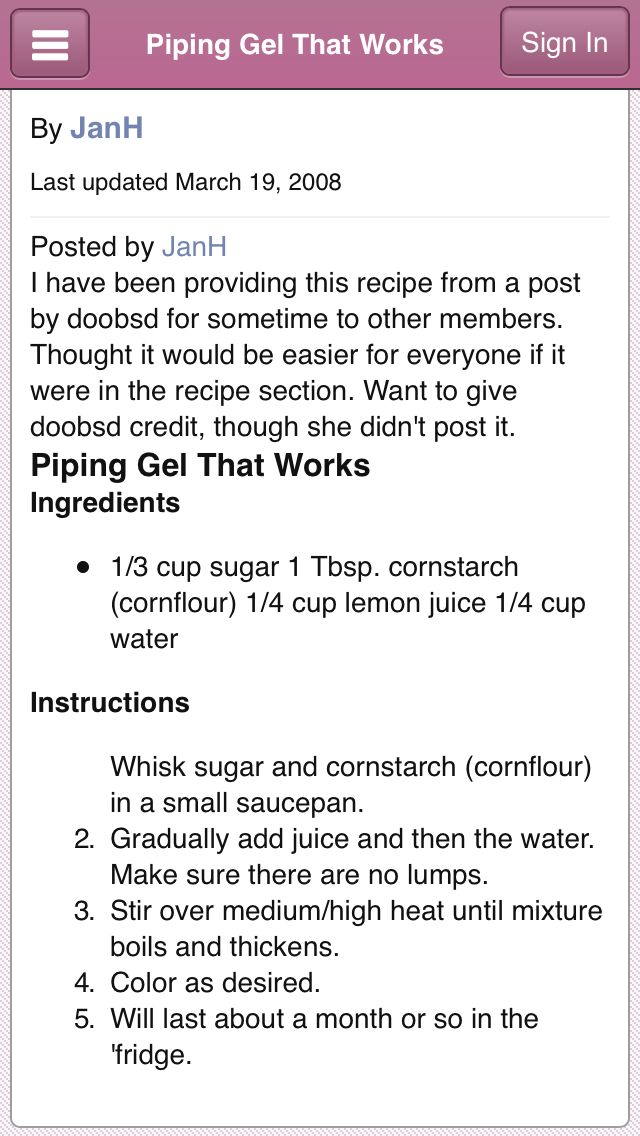 an iphone screen showing the instructions for piping gel that works, including instructions on how to use them