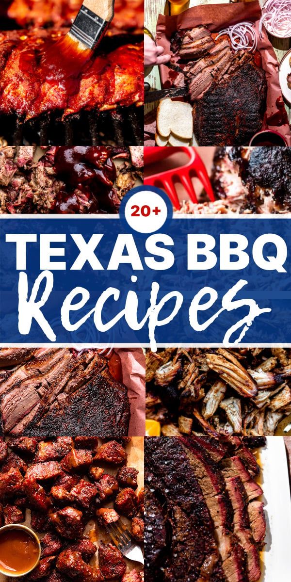 the texas bbq recipe is shown in this collage with images of barbecues and ribs