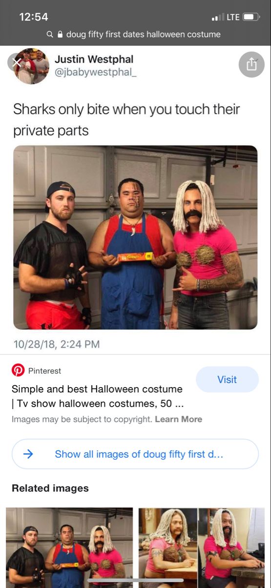 two men in costumes standing next to each other on an instagramtion page for halloween costumes