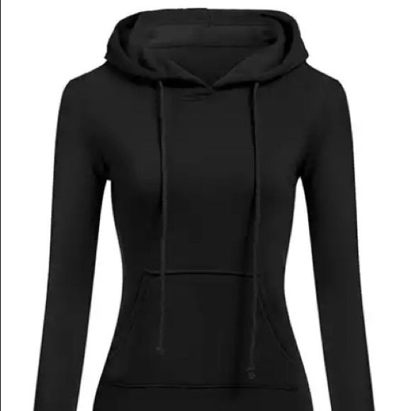 Cozy Sweater Dress With Hoodie And Front Pockets Fitted Black Hoodie With Crew Neck, Black Fitted Casual Sweatshirt, Plain Winter Sweatshirt, Black Fitted Casual Hoodie, Fitted Black Hoodie For Winter, Fitted Long Sleeve Casual Hoodie, Cozy Sweater Dress, Vogue Style, Cozy Sweater