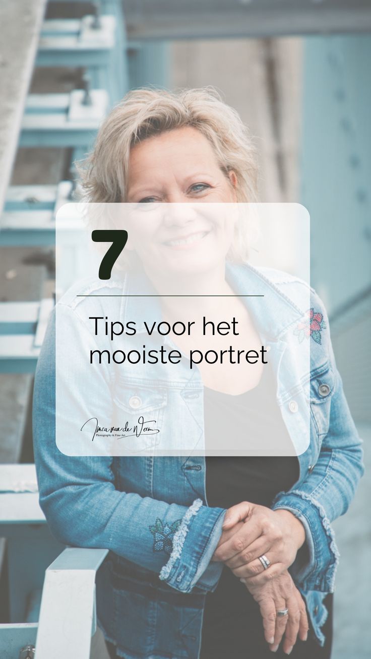 a woman with her arms crossed and the words 7 tips vor het mooiste portet