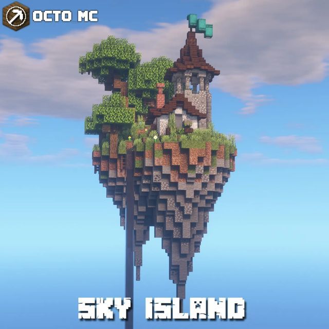 an island in the sky with trees and bushes on it, as well as text that reads sky island