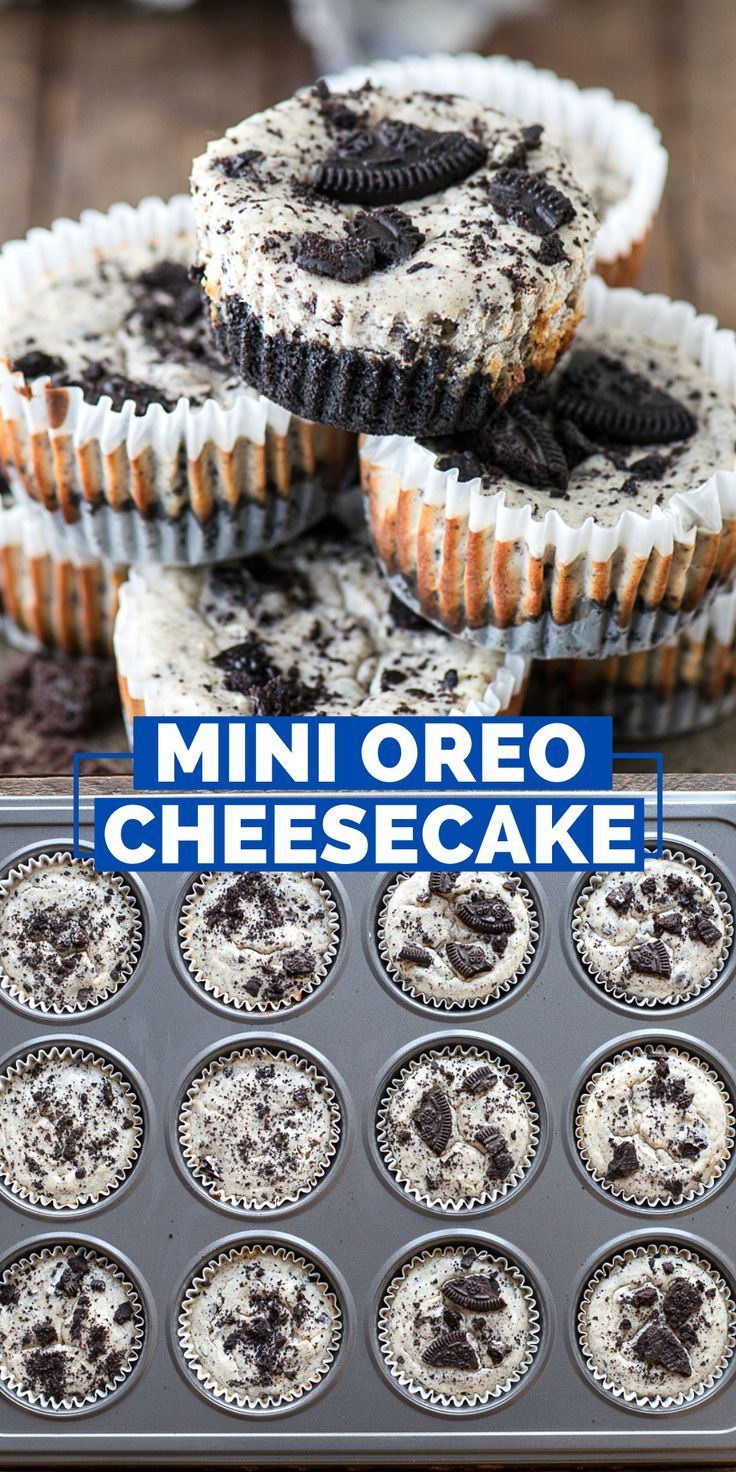 mini oreo cheesecakes stacked in a pile Oreo Cheesecake Filling, Oreo Cheesecake Cupcakes, Cheesecake Cupcakes Recipe, Oreo Cheesecake Bites, Mini Oreo Cheesecake, Mini Cheesecakes Easy, Cheescake Recipe, Oreo Cheesecake Recipes, Cheesecake Bites Recipe