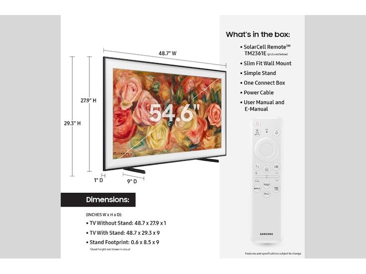 an advertisement for the new samsung smart tv with its price tag and description below it