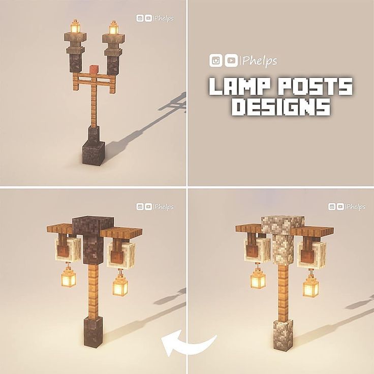 four different angles of a lamp post with lights on it and the text overlay reads, 60 cheap lamp posts designs