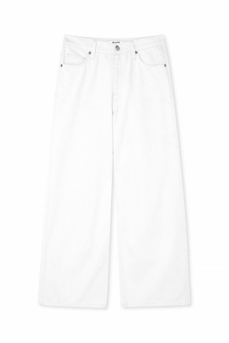 Denim Culotte White | NA-KD White High Rise Denim Wide Leg Pants, White High-rise Wide Leg Denim Pants, Trendy White Denim Wide Leg Pants, White Cotton Cropped Jeans For Work, White Cropped Wide Leg Cotton Pants, Chic White Cotton Jeans, Modern High Rise White Pants, White Five Pocket Jeans For Spring, White Jeans With Five Pockets For Spring