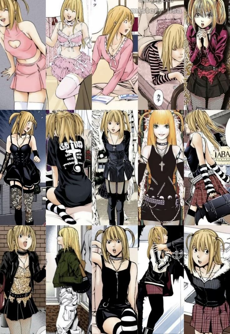 Misa Amane All Outfits, Misa Amane Outfits Manga, Misa Amane Pink Outfit, Misa Amane Core Aesthetic, Deathnote Misa Cosplay, Misa Amane Fashion Aesthetic, Misa Aname Outfit, Nana Outfits Manga, Misa Amane Outfit Ideas