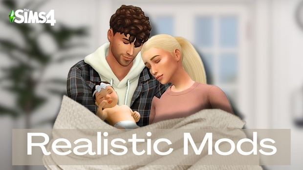 a man and woman wrapped up in blankets with the words realistic mods above them