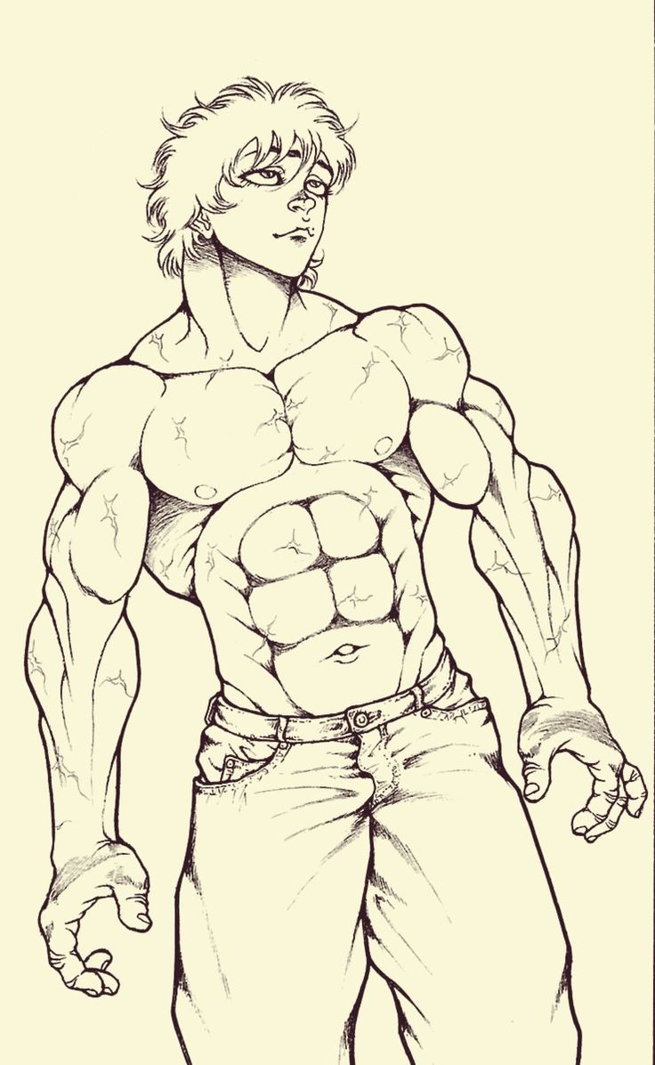 a drawing of a man with muscles