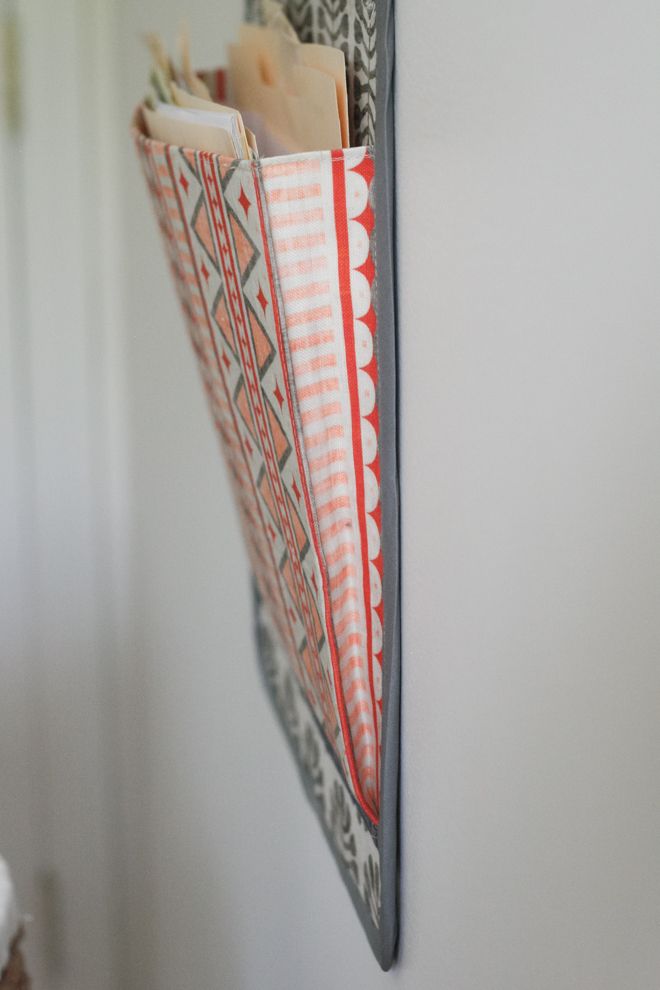 a close up of a paper bag hanging on a wall