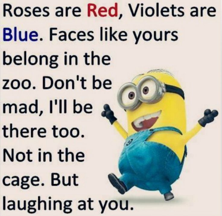 a minion saying roses are red, violets are blue faces like yours