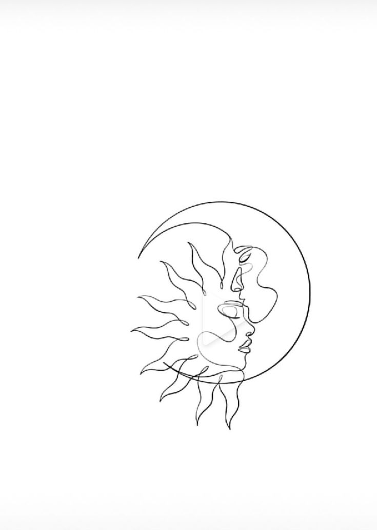 a line drawing of the sun and moon