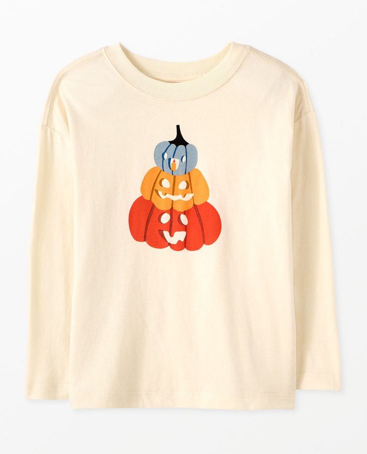 Halloween Long Sleeve Graphic Tee Cotton Artwork, Kids Holiday Outfits, Long Sleeve Graphic Tee, Halloween Artwork, Halloween Long Sleeve, Pajama Dress, Clothing Wishlist, Black Friday Shopping, Hanna Andersson