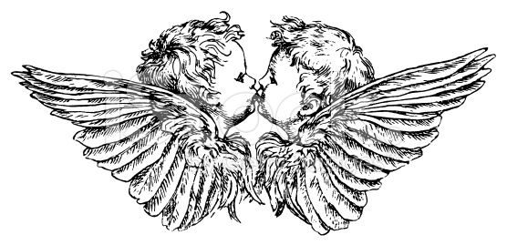 two birds with their wings spread out, vintage line drawing or engraving