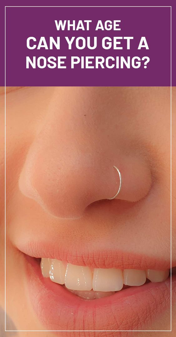 a woman's nose with the words what age can you get a nose piercing?