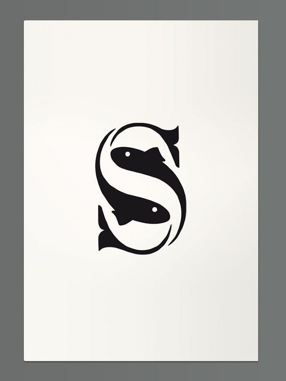 the letter s is made up of two fish in it's mouth and tail