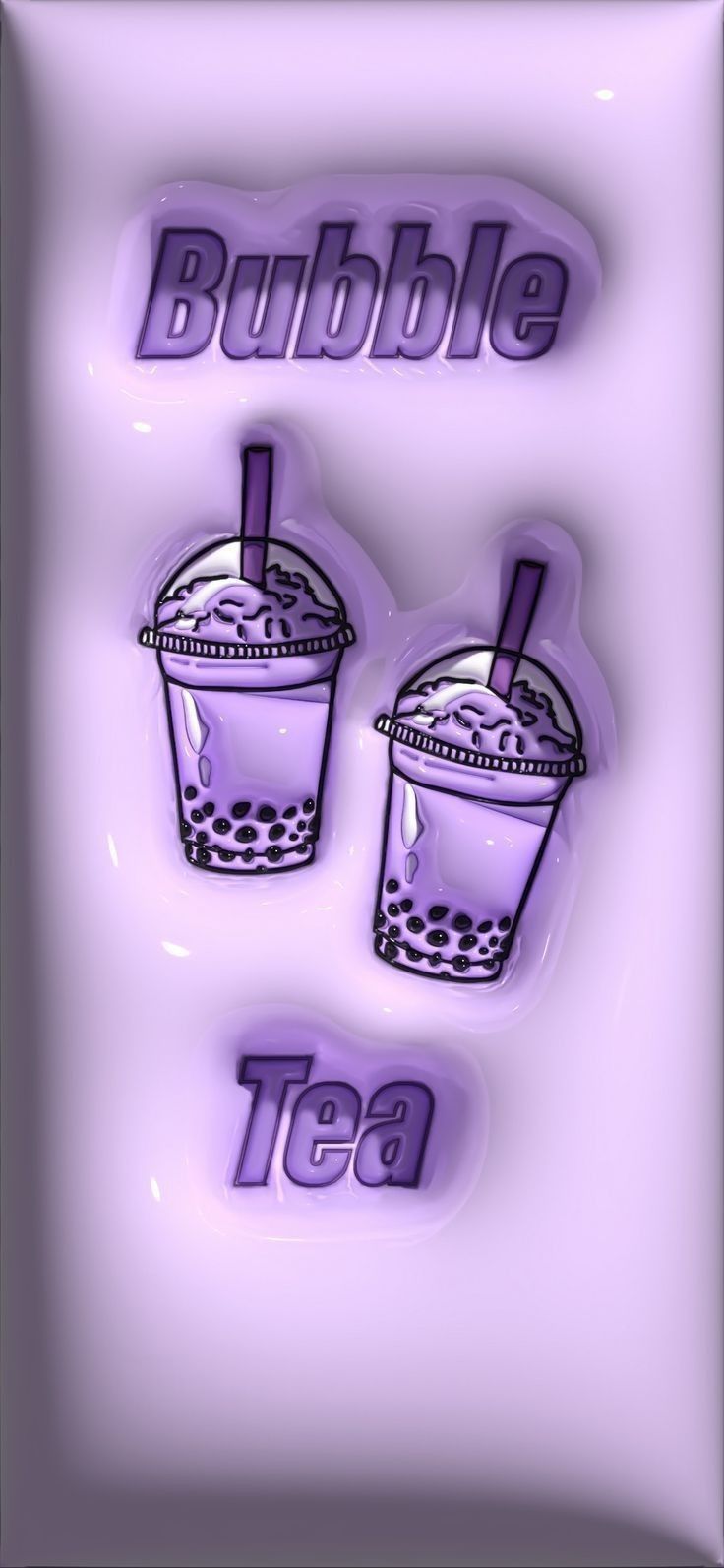 two ice cream drinks with the words bubble tea in purple and black on a white background