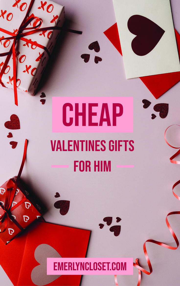 valentine's day gifts for him with text overlay reading cheap valentines gifts for him